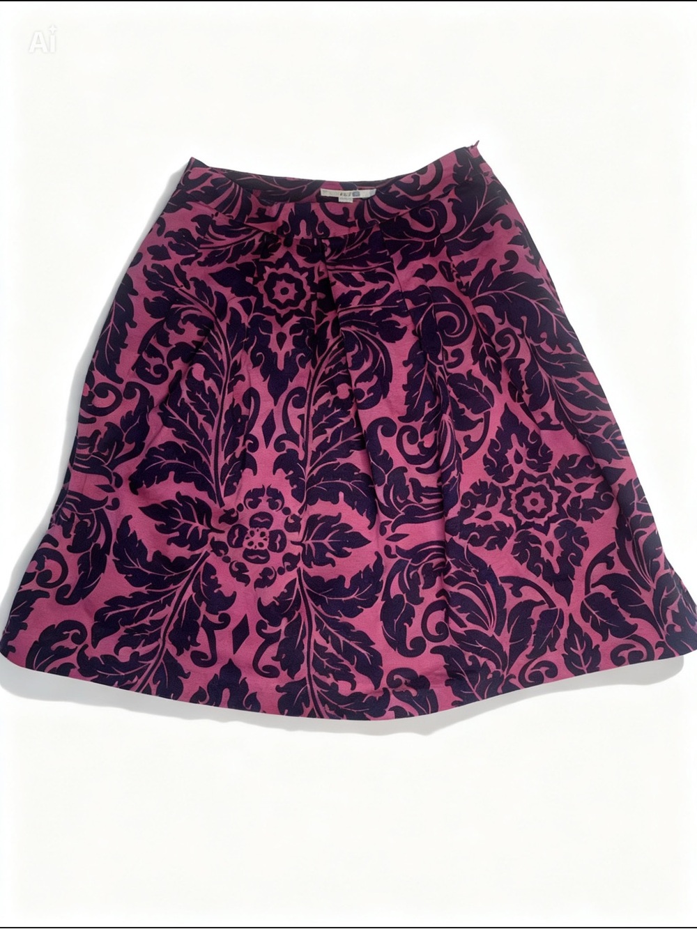 Boden Navy and Magenta Paisley-Jacquard A-Line Skirt